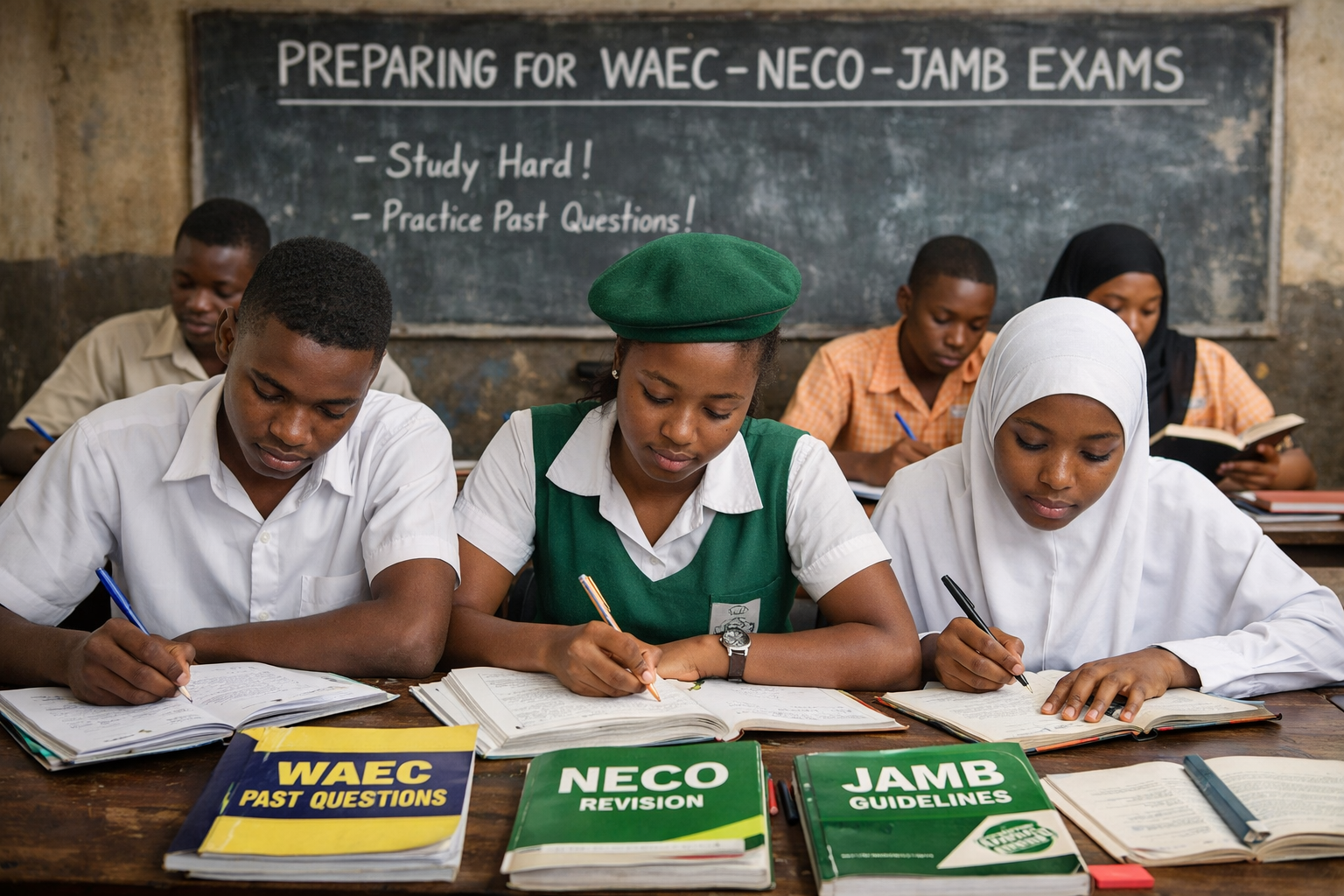 Students Practicing for WAEC NECO JAMB Exams Nigeria